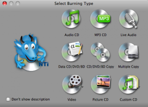NTI Dragon Burn 4.5.0.29 Mac OSX screenshot
