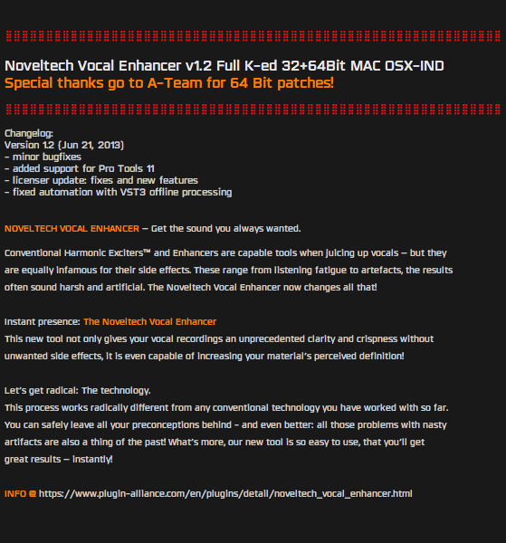 Download Noveltech Vocal Enhancer v1.2 Full Ked 32+64Bit MAC OSXIND