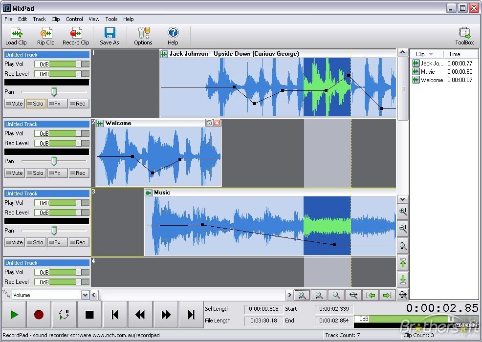 Mixpad audio mixing software