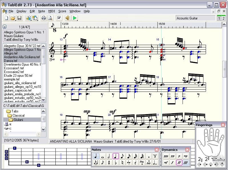 open music file with tabledit