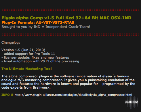 Elysia alpha Comp v1.5 Full Ked 32+64 Bit MAC OSX-IND screenshot