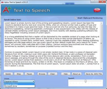 Aplus Text to Speech 2.0.1.5 screenshot