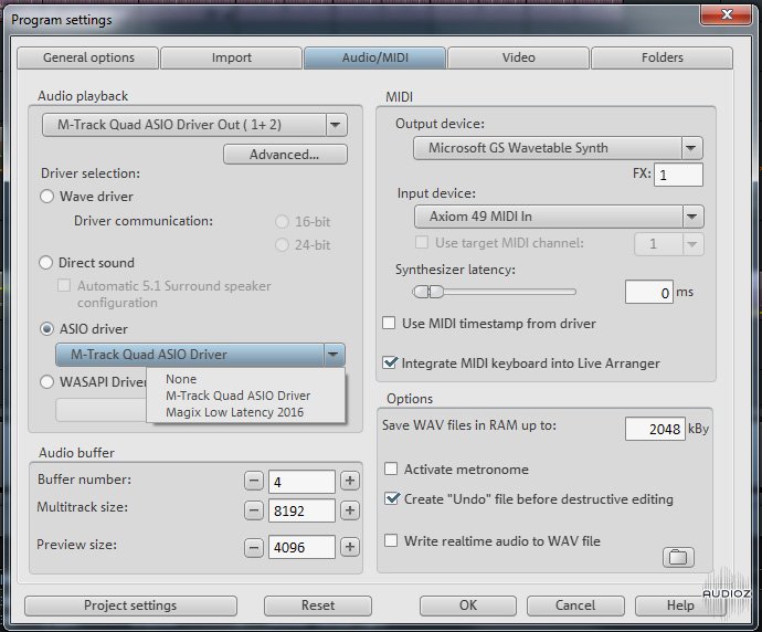 magix low latency driver vs asio